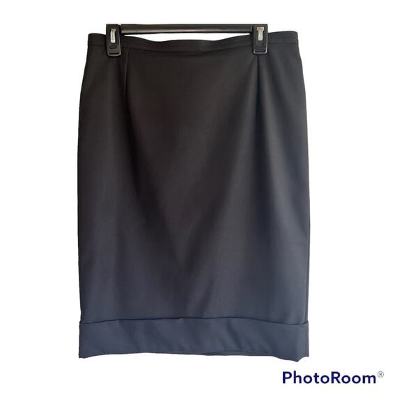 MaxMara cuffed hem midi pencil skirt black back hidden zip Size 12 - Picture 1 of 5